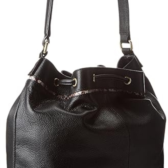 Foley & Corinna Black Leather Bag NEW Shoulder Bucket Handbag Purse $375. Retail - Picture 6 of 11